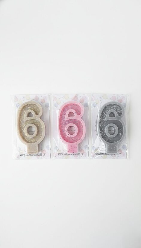 Bišu vaska Ciparu svece tortēm un kūkām | Cipars 6